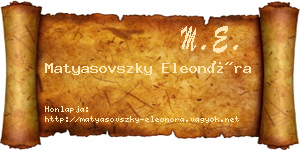 Matyasovszky Eleonóra névjegykártya